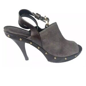 Tory Burch Bilson Suede Studded Accents Slingback Pumps Shoes Peep Toe Size 9 M